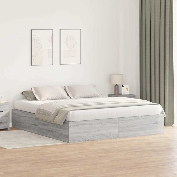 Krevet s ladicama Siva Sonoma 200 x 200 cm Konstruirano drvo - Siva / 200 x 200 cm