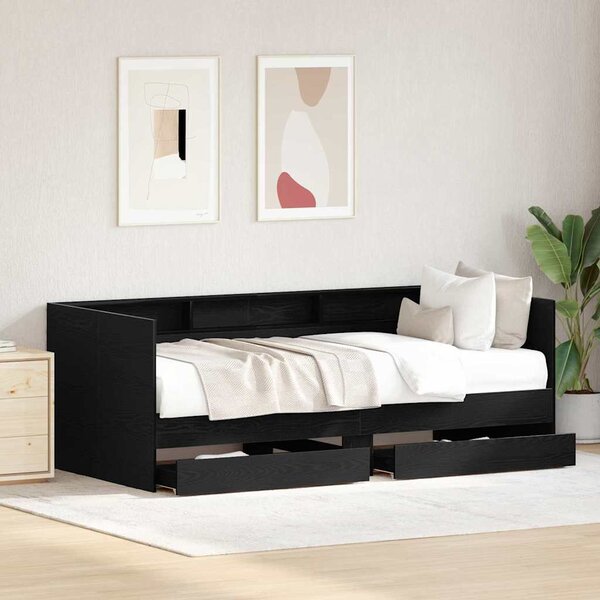 Krevet na dan Crni hrast 75 x 190 cm Konstruirano drvo - Crna / 75 x 190 cm