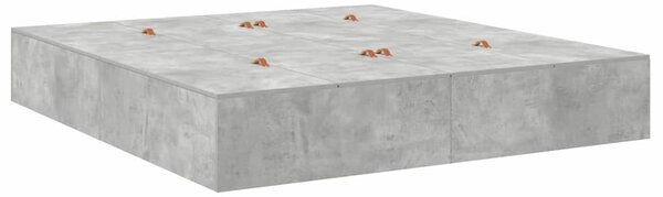 Krevet s ladicama Betonski sivi 200 x 200 cm Konstruirano drvo - Siva / 200 x 200 cm