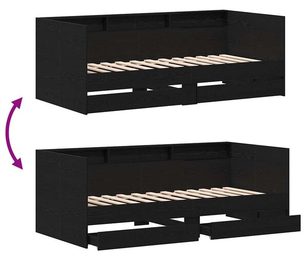 Krevet na dan Crni hrast 75 x 190 cm Konstruirano drvo - Crna / 75 x 190 cm