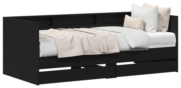 Krevet na dan Crni hrast 75 x 190 cm Konstruirano drvo - Crna / 75 x 190 cm