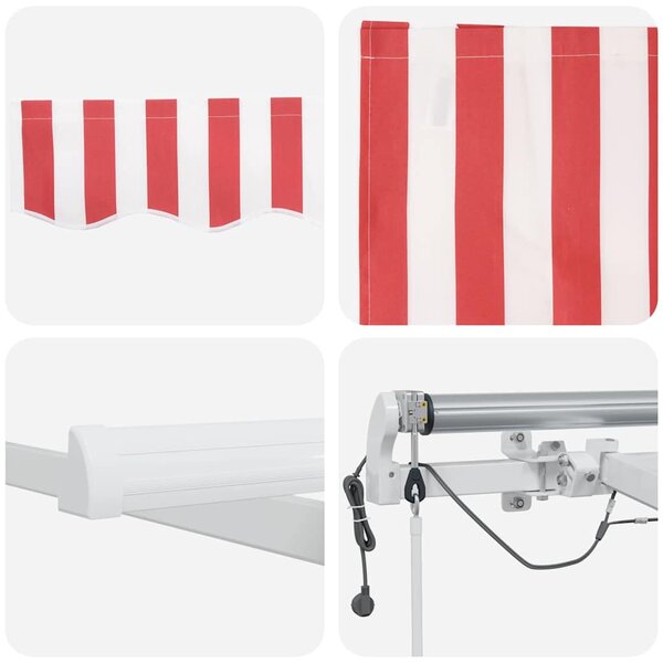Skrovita tenda Crvena i bijela 400 × 350 cm Poliester i metal - Crvena / 400 × 350 cm