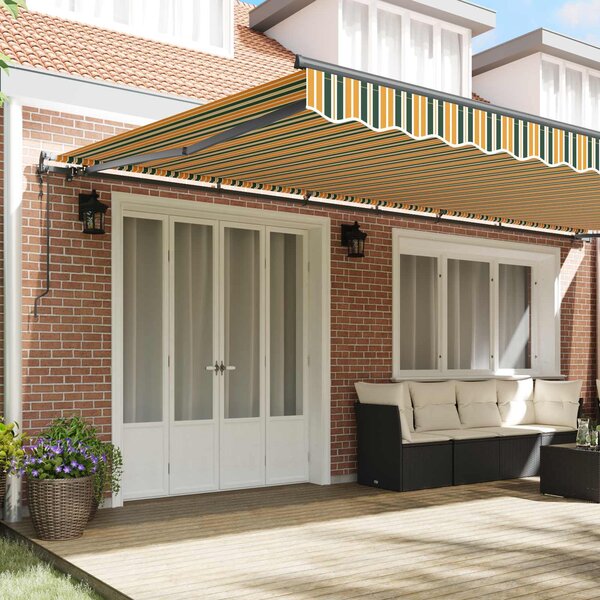 Skrovita tenda Zelena i žuta 600 × 300 cm Tkanina i Aluminij - Zelena / 600 × 300 cm