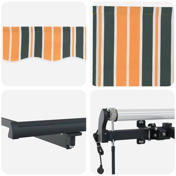Skrovita tenda Zelena i žuta 600 × 300 cm Tkanina i Aluminij - Zelena / 600 × 300 cm