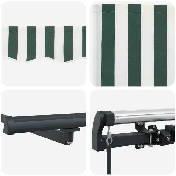Skrovita tenda Zelena i bijela 300 x 250 cm Poliester i čelik - Zelena / 300 x 250 cm