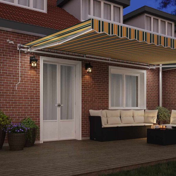 Skrovita tenda Zelena i žuta 500 × 300 cm Poliester i metal - Zelena / 500 × 300 cm