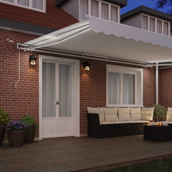 Skrovita tenda Bijelo 500 × 300 cm Poliester i metal - Bijela / 500 × 300 cm