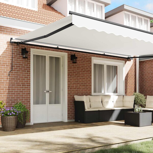 Skrovita tenda Bijelo 500 × 300 cm Poliester i čelik - Bijela / 500 × 300 cm