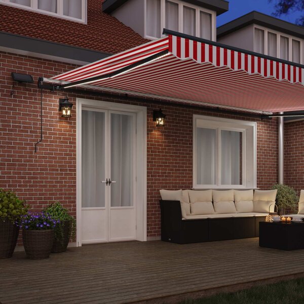Skrovita tenda Crvena i bijela 500 ×300 cm tkanina - Crvena / 500 ×300 cm