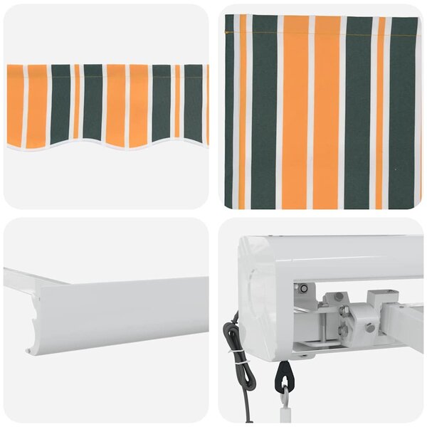 Skrovita tenda Zelena i bijela 400 × 350 cm Poliester i čelik - Zelena / 400 × 350 cm