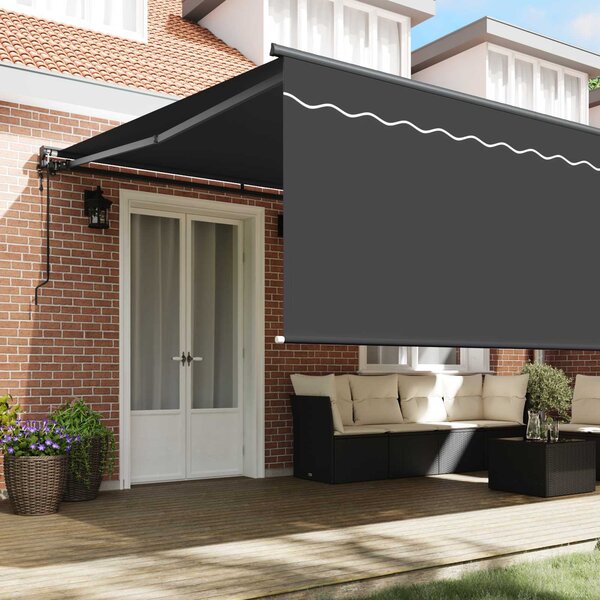 Skrovita tenda Antracit 500 × 300 cm Poliester i aluminij - Antracit / 500 × 300 cm
