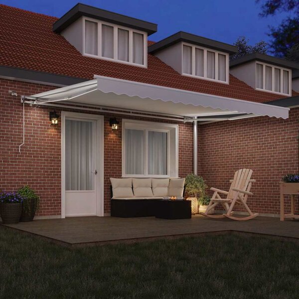 Skrovita tenda Bijelo 450 × 300 cm Poliester i metal - Bijela / 450 × 300 cm