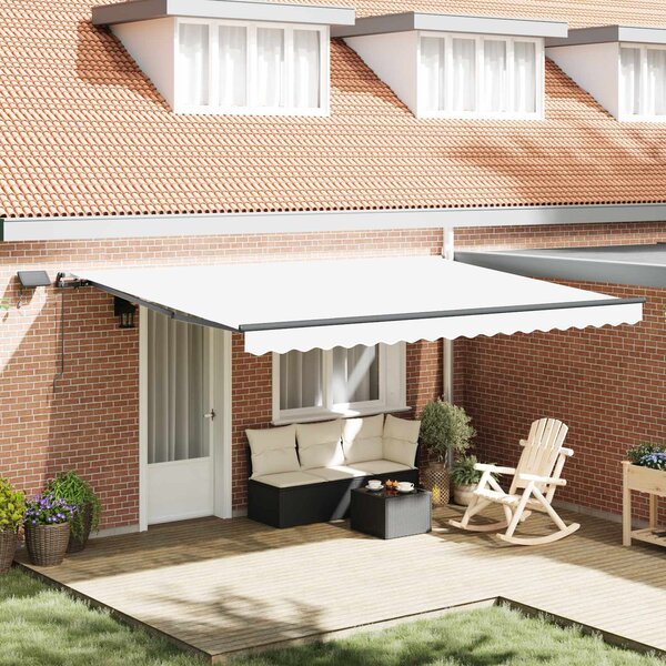 Skrovita tenda Bijelo 450 ×300 cm tkanina - Bijela / 450 ×300 cm
