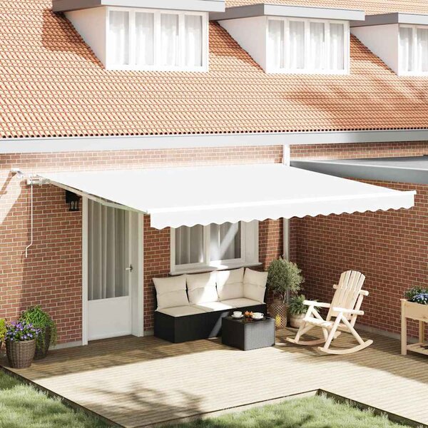 Skrovita tenda Bijelo 450 × 300 cm Poliester i metal - Bijela / 450 × 300 cm