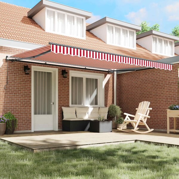 Skrovita tenda Crvena i bijela 450 × 300 cm Poliester i čelik - Crvena / 450 × 300 cm