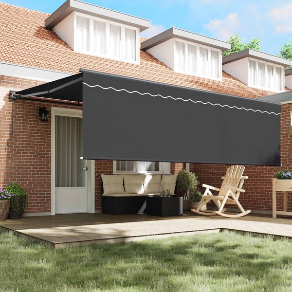Skrovita tenda Antracit 450 × 300 cm Poliester i aluminij - Antracit / 450 × 300 cm