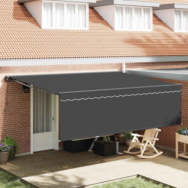 Skrovita tenda Antracit 450 × 300 cm Poliester i aluminij - Antracit / 450 × 300 cm