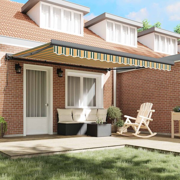 Skrovita tenda Zelena i bijela 400 ×350 cm tkanina - Zelena / 400 ×350 cm