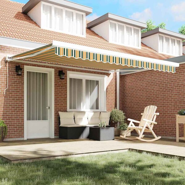 Skrovita tenda Zelena i bijela 400 × 350 cm Poliester i čelik - Zelena / 400 × 350 cm
