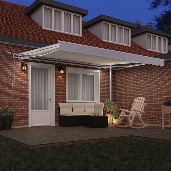 Skrovita tenda Bijelo 400 × 350 cm Poliester i metal - Bijela / 400 × 350 cm