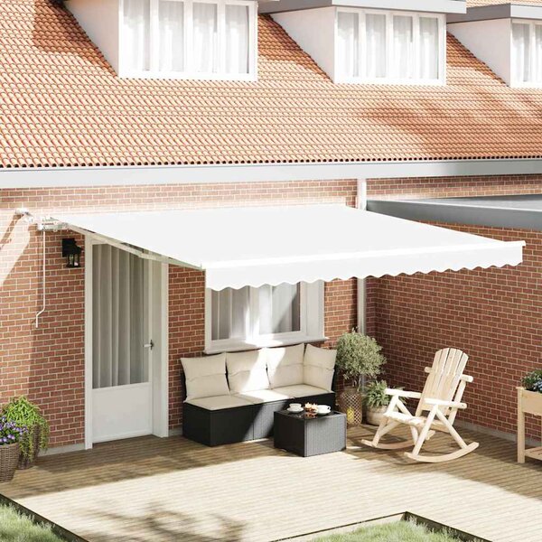 Skrovita tenda Bijelo 400 × 350 cm Poliester i metal - Bijela / 400 × 350 cm