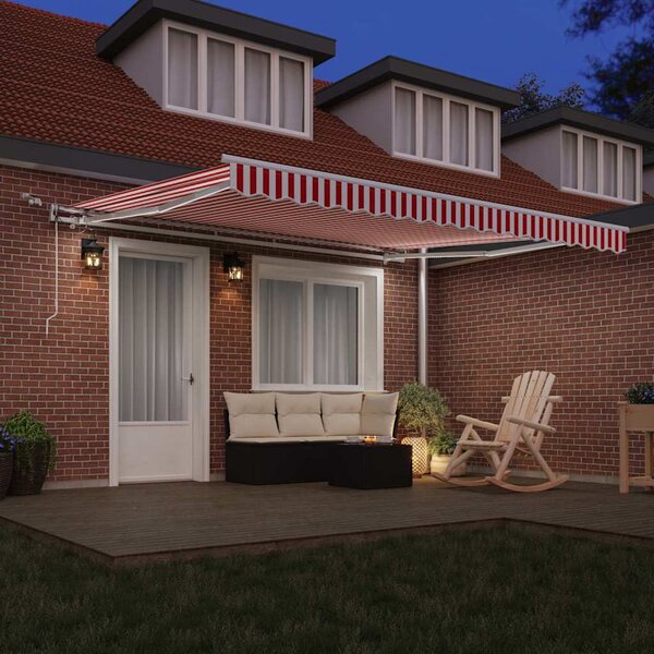 Skrovita tenda Crvena i bijela 400 × 350 cm Poliester i metal - Crvena / 400 × 350 cm
