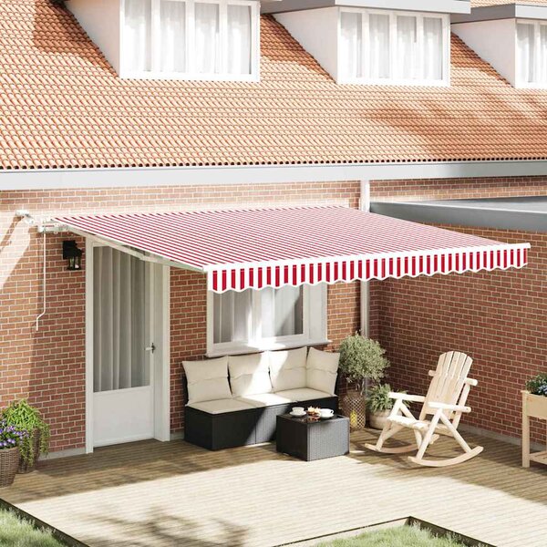 Skrovita tenda Crvena i bijela 400 × 350 cm Poliester i metal - Crvena / 400 × 350 cm