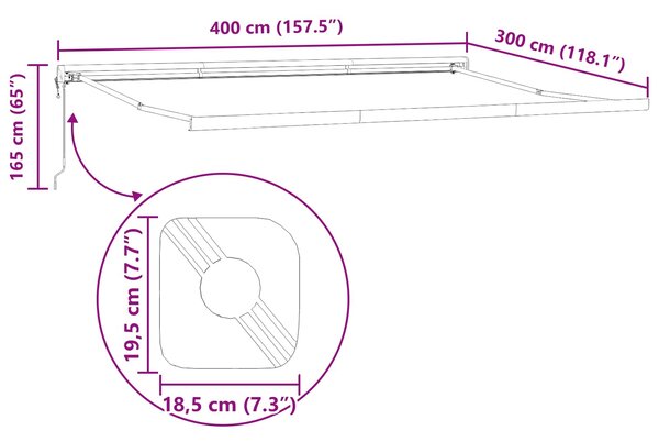 Skrovita tenda Bijelo 400 × 300 cm Tkanina i Metal - Bijela / 400 × 300 cm