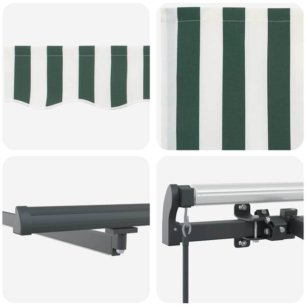 Skrovita tenda Zelena i bijela 350 x 250 cm tkanina - Zelena / 350 x 250 cm
