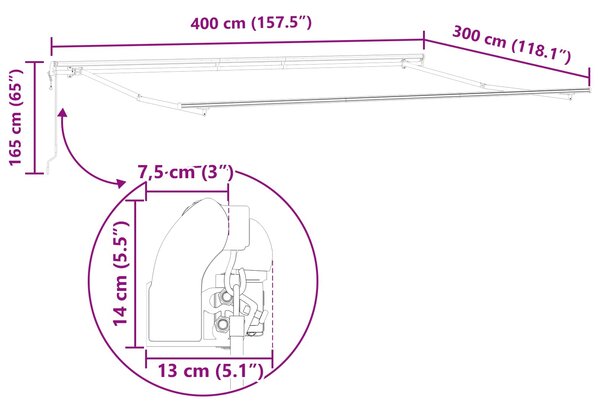 Električna retraktabilna tenda Zelena i bijela 400 × 300 cm - Zelena / 400 × 300 cm