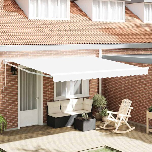 Skrovita tenda Bijelo 400 × 300 cm Poliester i aluminij - Bijela / 400 × 300 cm