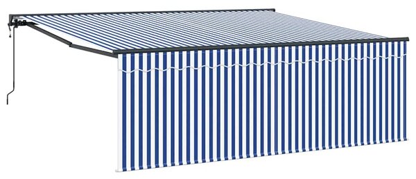 Skrovita tenda Plava i bijela 400 × 300 cm Poliester i aluminij - Plava / 400 × 300 cm