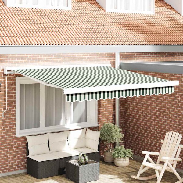 Skrovita tenda Zelena i bijela 350 x 250 cm Tkanina i Metal - Zelena / 350 x 250 cm