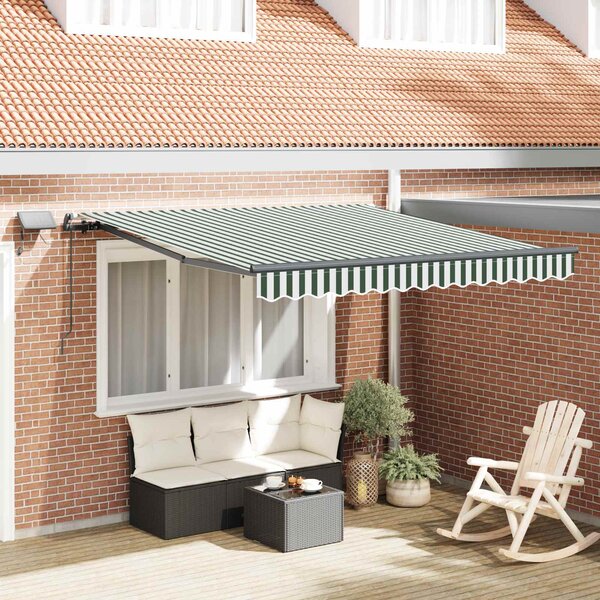 Skrovita tenda Zelena i bijela 350 x 250 cm tkanina - Zelena / 350 x 250 cm