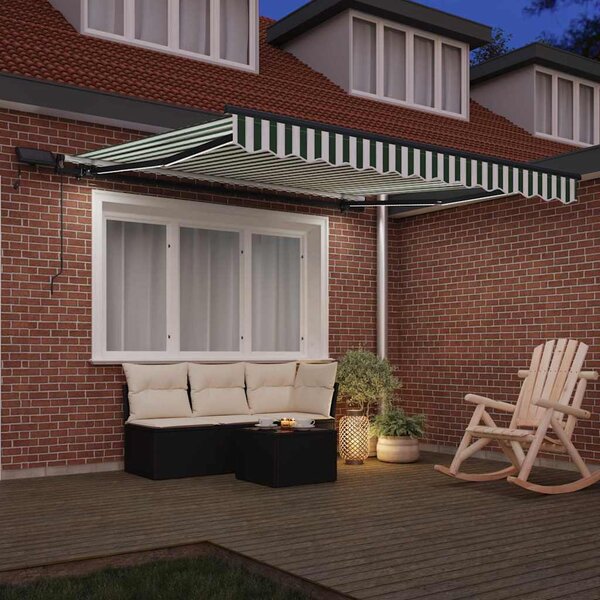 Skrovita tenda Zelena i bijela 350 x 250 cm tkanina - Zelena / 350 x 250 cm