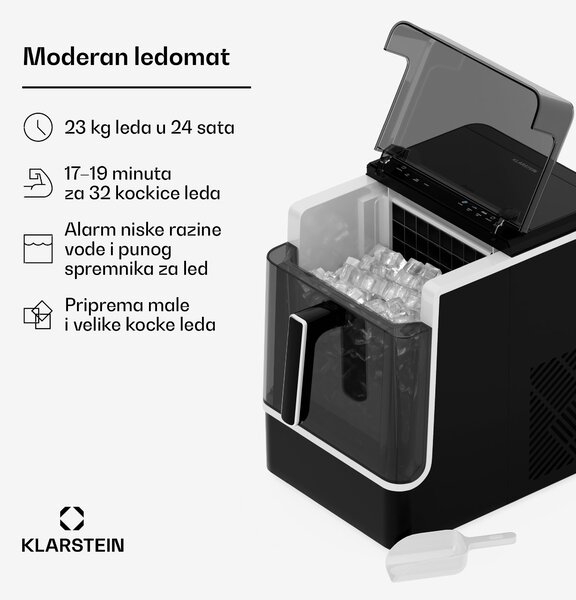 Klarstein Ice Lux ledomat, nehrđajući čelik, 23kg/24h, samopročišćavanje