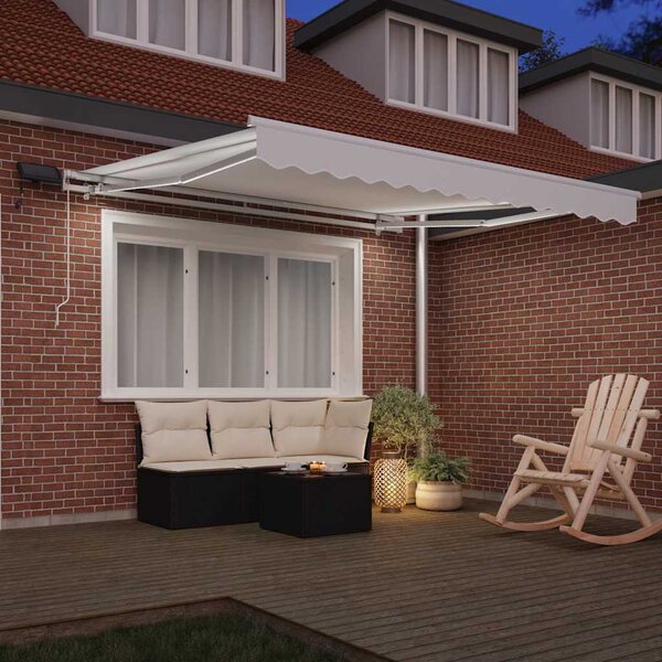 Skrovita tenda Bijelo 300 x 250 cm Tkanina i čelik - Bijela / 300 x 250 cm