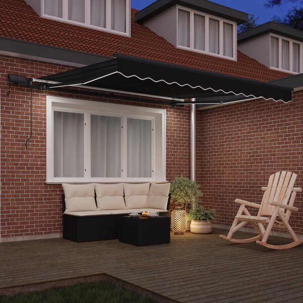 Skrovita tenda Crna 350 x 250 cm tkanina - Crna / 350 x 250 cm