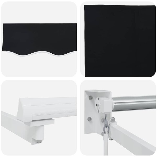 Skrovita tenda Crna 350 x 250 cm Poliester i aluminij - Crna / 350 x 250 cm