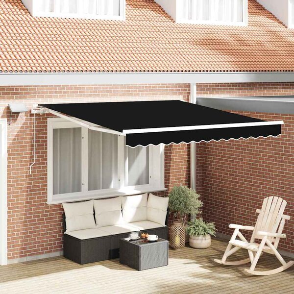 Skrovita tenda Crna 300 x 250 cm Tkanina i čelik - Crna / 300 x 250 cm