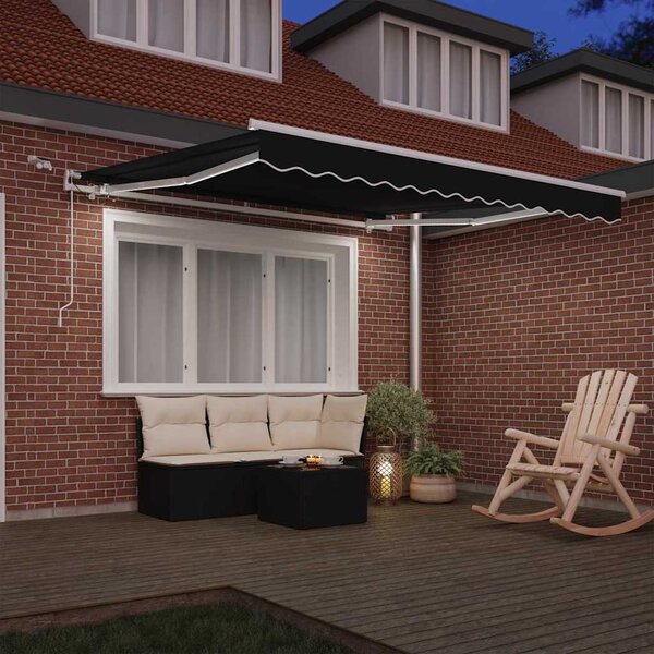 Skrovita tenda Crna 300 x 250 cm Poliester i metal - Crna / 300 x 250 cm
