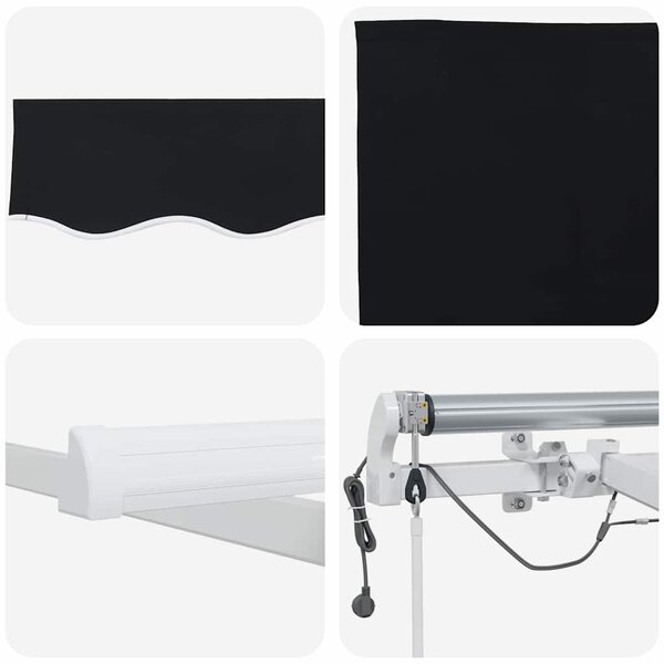 Skrovita tenda Crna 300 x 250 cm Poliester i metal - Crna / 300 x 250 cm