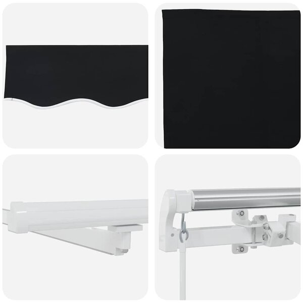 Skrovita tenda Crna 300 x 250 cm Tkanina i čelik - Crna / 300 x 250 cm