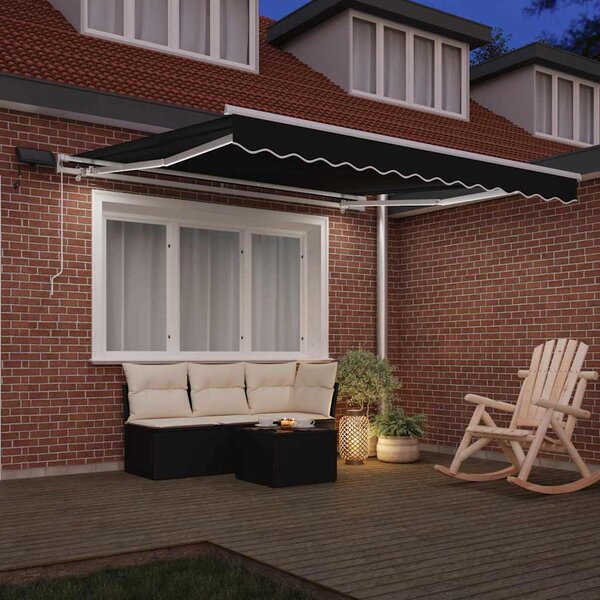 Skrovita tenda Crna 300 x 250 cm Tkanina i čelik - Crna / 300 x 250 cm
