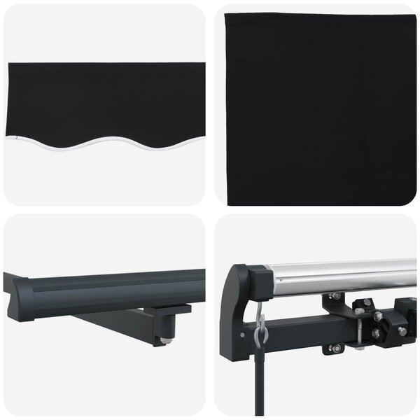 Skrovita tenda Crna 300 x 250 cm Poliester i čelik - Crna / 300 x 250 cm