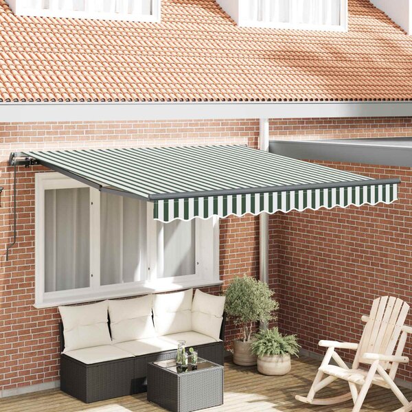 Skrovita tenda Zelena i bijela 300 x 250 cm Poliester i čelik - Zelena / 300 x 250 cm