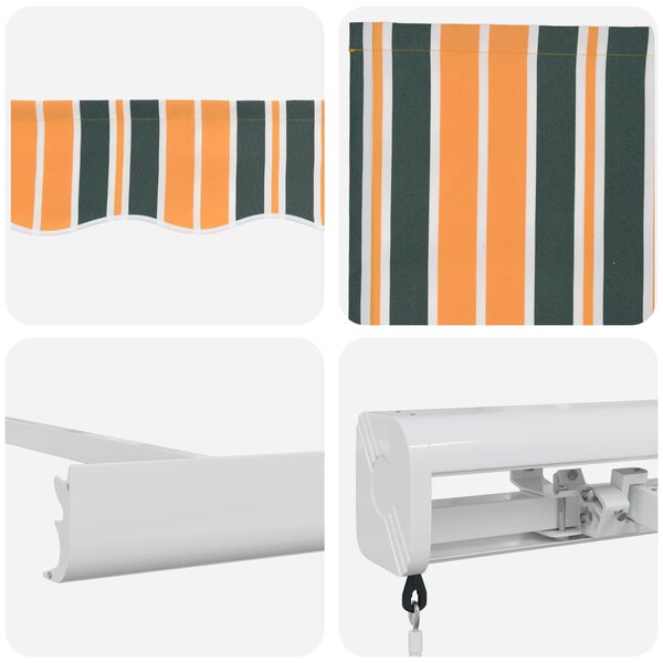 Skrovita tenda Zelena i žuta 300 x 250 cm Tkanina i Metal - Zelena / 300 x 250 cm