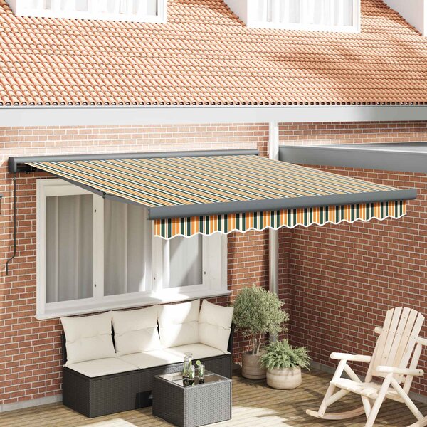 Skrovita tenda Zelena i žuta 300 x 250 cm Tkanina i Metal - Zelena / 300 x 250 cm