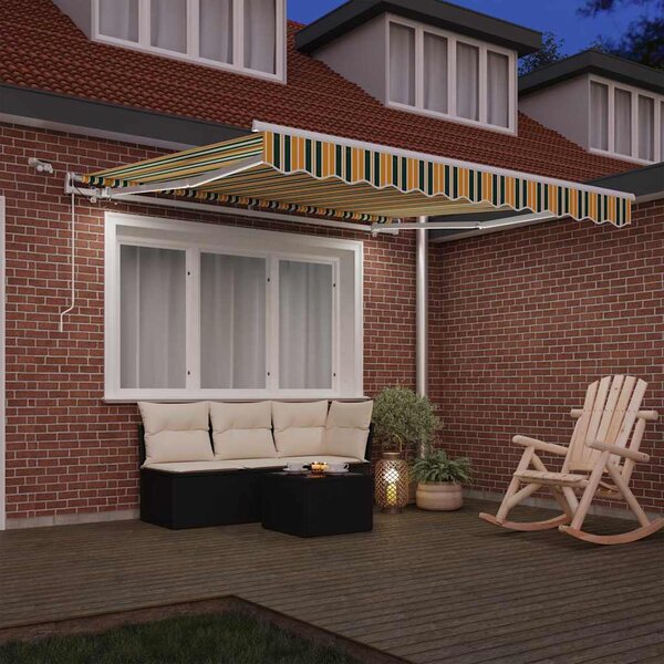 Skrovita tenda Zelena i žuta 300 x 250 cm Poliester i metal - Zelena / 300 x 250 cm