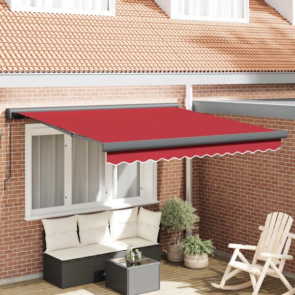 Skrovita tenda Crvena 300 x 250 cm Tkanina i Metal - Crvena / 300 x 250 cm